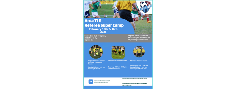 Referee Area Super Camp Feb 15-15, 2025